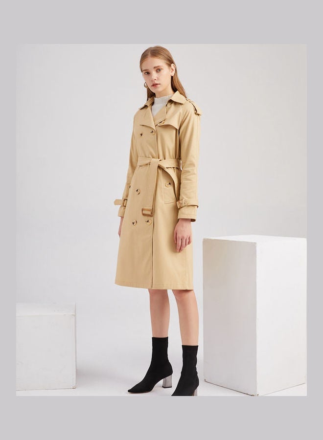 NIBEMINENT Belt Lapel Wind Coat Khaki  - Image 4