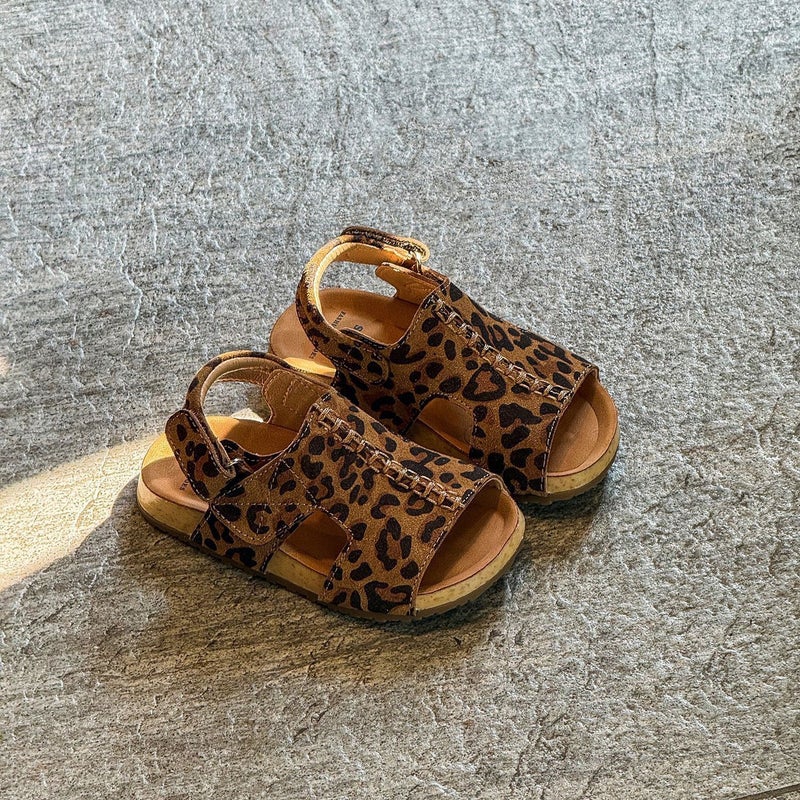 2026 الصيف أسلوب جديد Kidsren الكورية الرجعية النمر طباعة Nubuck الجلد Birkenstock Sandals الجلد الأصلي أحذية الأطفال للفتيان والبنات - Image 1