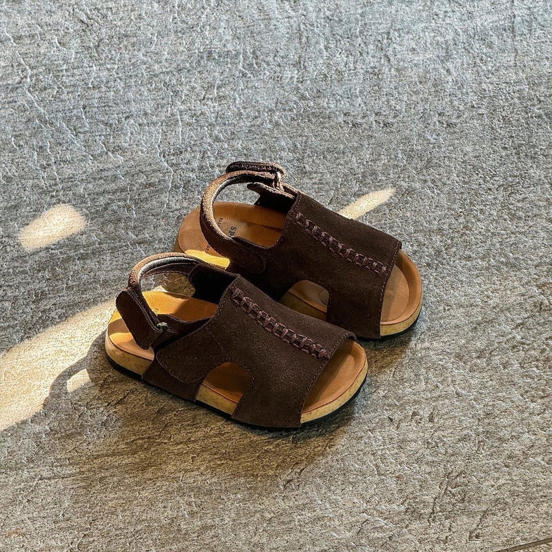 2026 الصيف أسلوب جديد Kidsren الكورية الرجعية النمر طباعة Nubuck الجلد Birkenstock Sandals الجلد الأصلي أحذية الأطفال للفتيان والبنات - Image 5