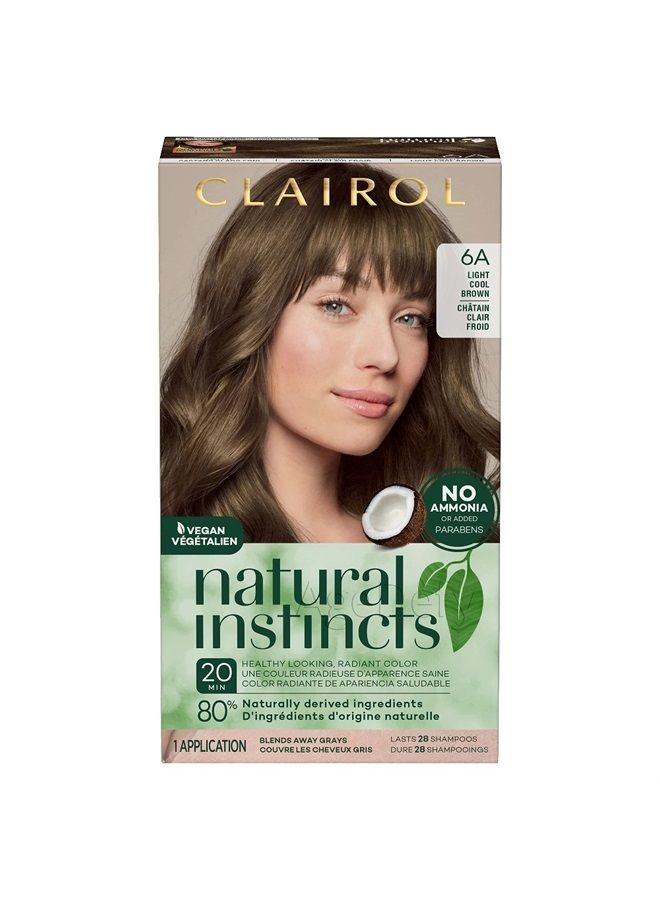 CLAIROL Natural Instincts Demi-Permanent Hair Dye, 6A Light Cool Brown Hair Color, Pack of 1 - Image 1