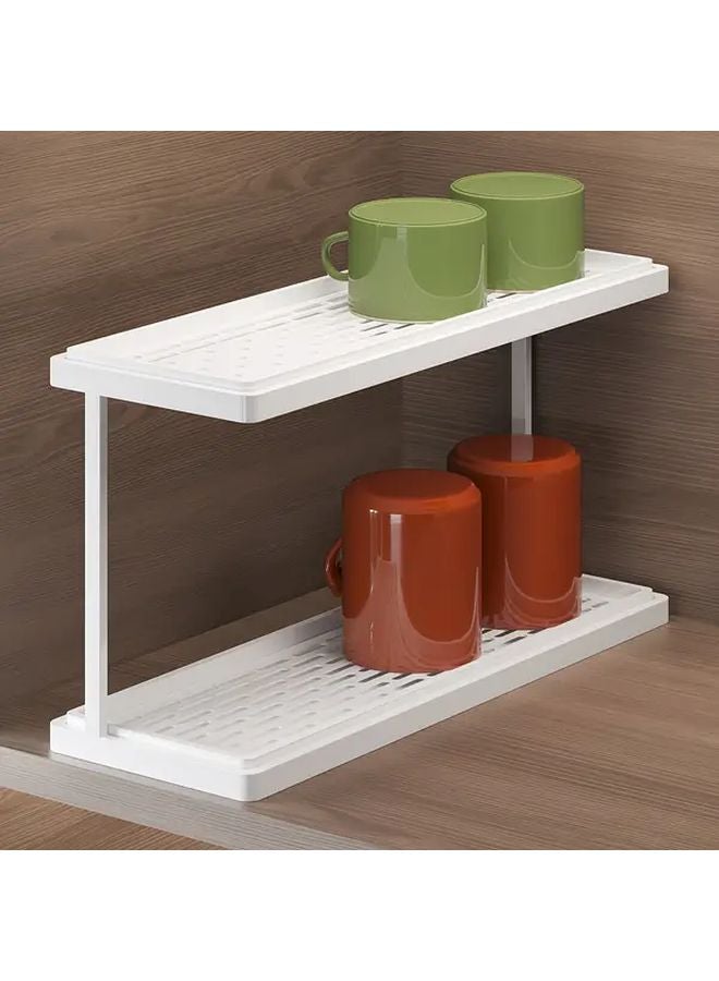 White Double Layer Narrow Cup Storage Rack Mug Organizer - Image 2