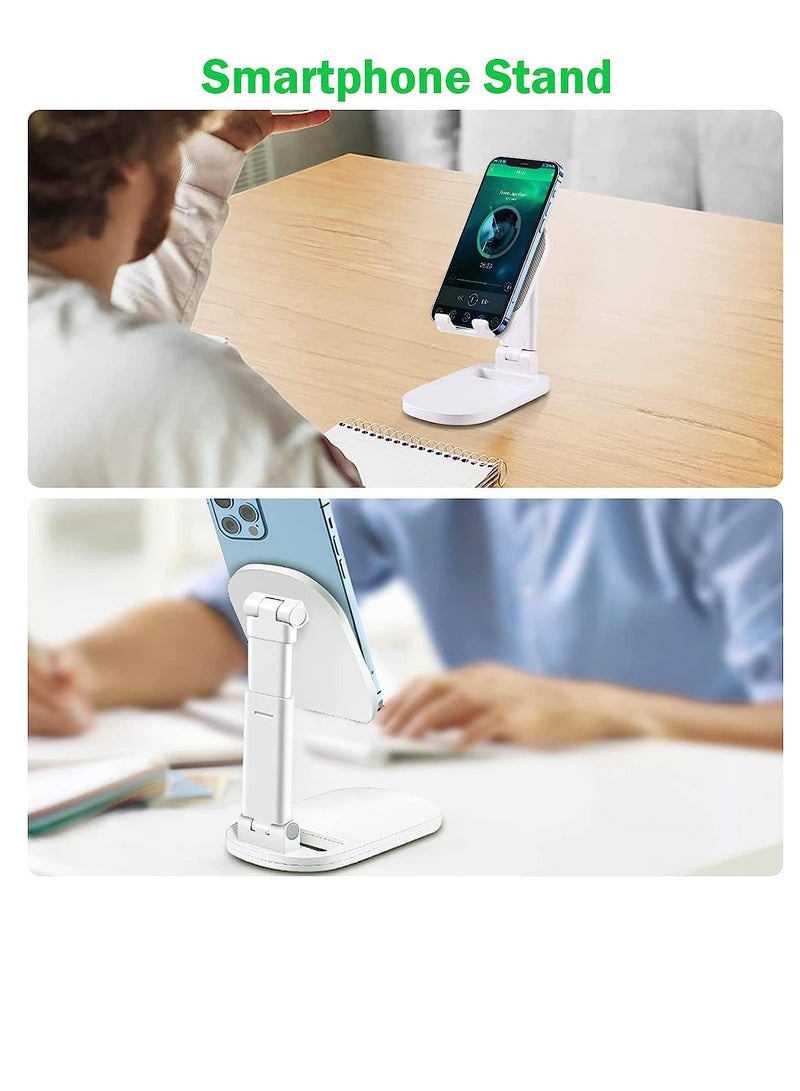 KASTWAVE Foldable Cell Phone Stand, Adjustable Phone Holder Ortable Cellphone Cradle Desktop Cradle Bracket Compatible with iPhone 14 13 12 Pro Max Mini and Mobile Phone Smartphone - Image 3