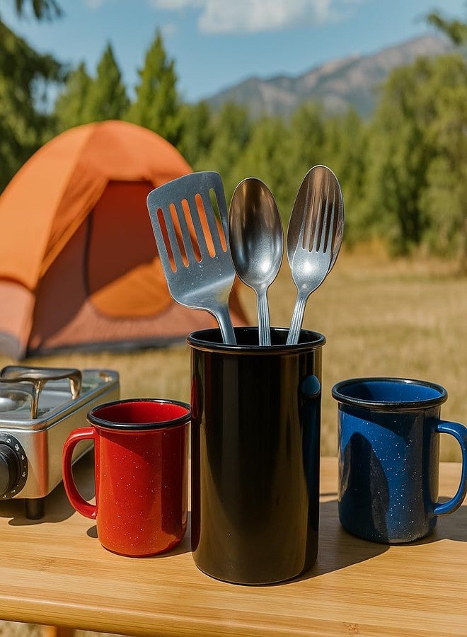 Reston Lloyd Small Utensil Holders, 3-Piece Small Set, Multipurpose Cookware Storage Crock, Kitchen Countertop & Office Desk Organization, BPA-Free Plastic, Black - Image 4