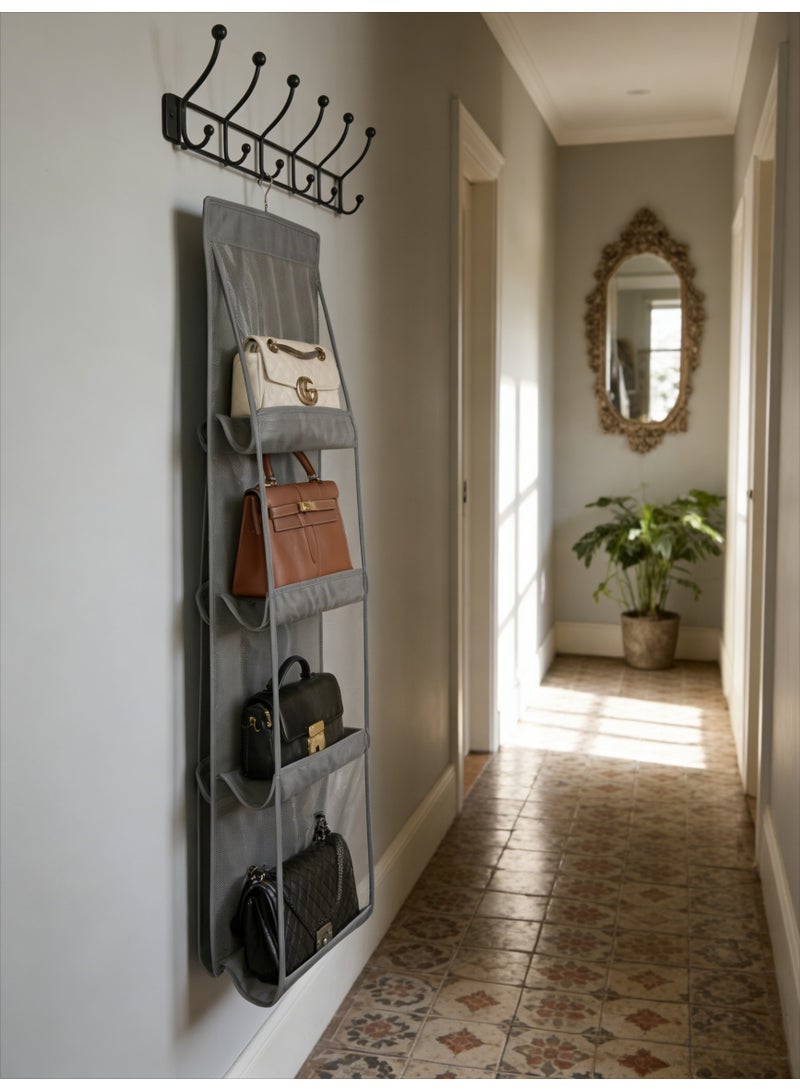 CKIKH Hanging storage bags, folding wardrobe organizers with metal hooks, and hanging storage cabinets with transparent windows for easy access to bags. - Image 5