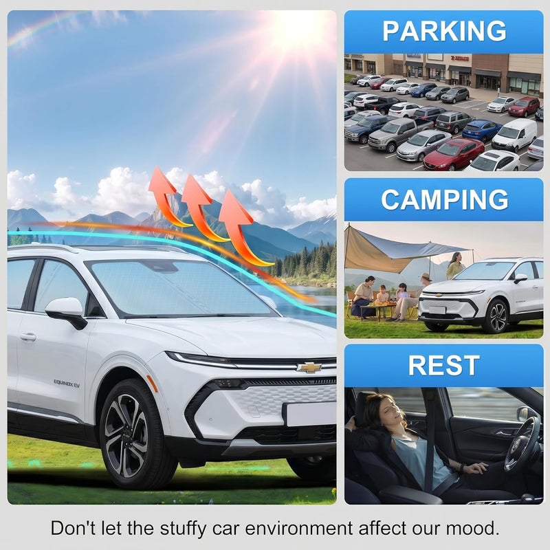 غطاء زجاج أمامي مخصص لشيفروليه إكوينوكس EV 2025-2026 | غطاء زجاج أمامي مخصص، يحجب الأشعة فوق البنفسجية، درع حراري مزدوج الطبقات، إطار متين، سهل الطي والتخزين - Image 5