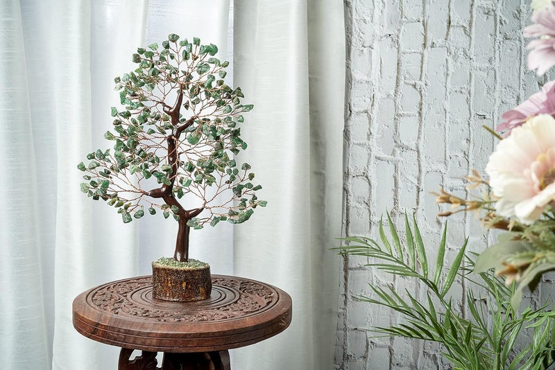 JINALI GEMS Crystal Tree for Positive Energy Feng Shui Seven Chakra Tree of Life Decor Home Decorations for Living Room 200 Beads 810 Green Aventurine Copper Wire - Image 4