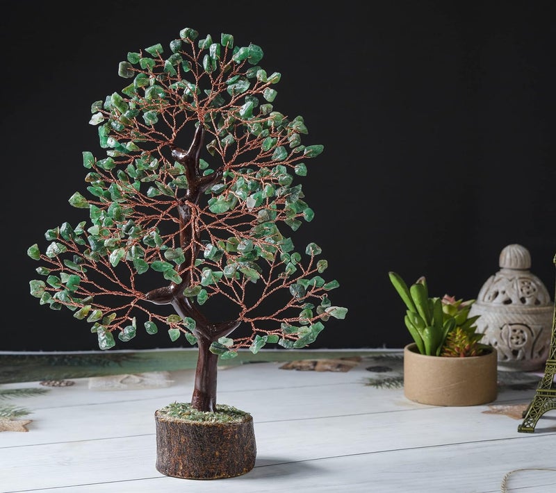 JINALI GEMS Crystal Tree for Positive Energy Feng Shui Seven Chakra Tree of Life Decor Home Decorations for Living Room 200 Beads 810 Green Aventurine Copper Wire - Image 3