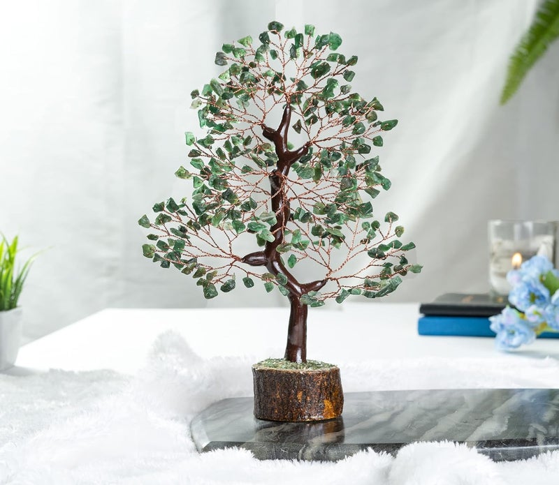 JINALI GEMS Crystal Tree for Positive Energy Feng Shui Seven Chakra Tree of Life Decor Home Decorations for Living Room 200 Beads 810 Green Aventurine Copper Wire - Image 2