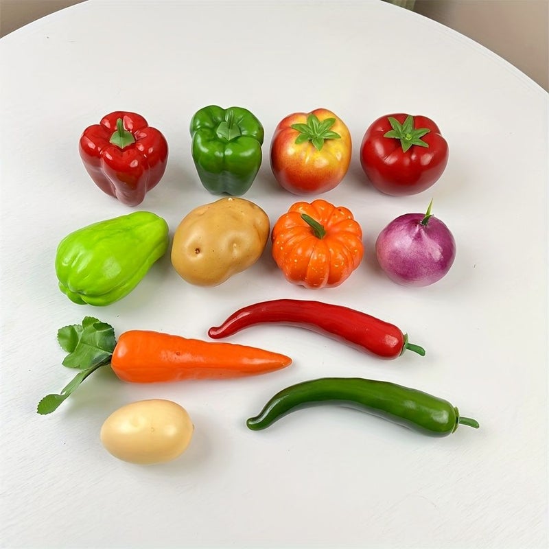Set Of 12 Realistic Fruits And Vegetables For Home Decoration Dining Table Cabinet - Image 5