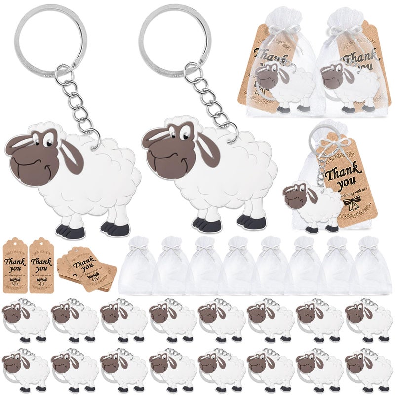 CiciBear 60 Pack Sheep Decorations 20 Keychains 20 Tags 20 Gift Bags for Barnyard Farm Animal Themed Party Baby Shower School Party Zoo Kids Birthday - Image 3