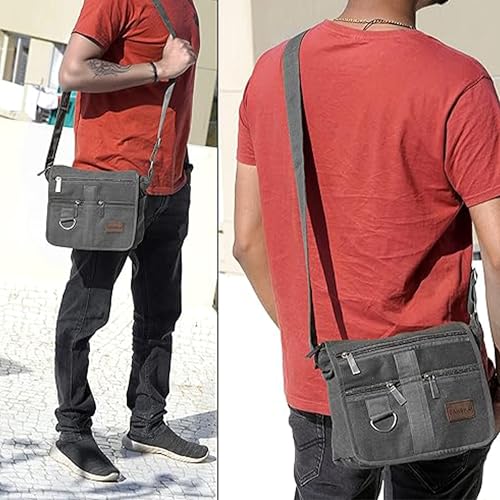 DAHSHA Stylish Cotton Sling Cross Body Travel Office Business Messenger One Side Shoulder Bag For Men Women (Grey, 21.5 x 8.8 x 24 Cm) - Image 5