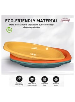 Feelings Feelings Plastic Serving Tray  4Pcs Set (25Cm) | Durable & Easy To Clean  - Image 3