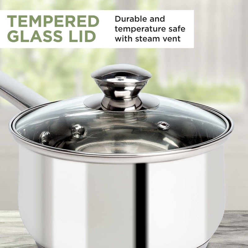 Ecolution Stainless Steel Sauce Pan, Encapsulated Induction Ready Cooking Pot with Glass Lid, Oven Safe, Dishwasher Safe Soup Pot, 2-Quart - Image 5