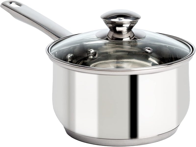 Ecolution Stainless Steel Sauce Pan, Encapsulated Induction Ready Cooking Pot with Glass Lid, Oven Safe, Dishwasher Safe Soup Pot, 2-Quart - Image 1