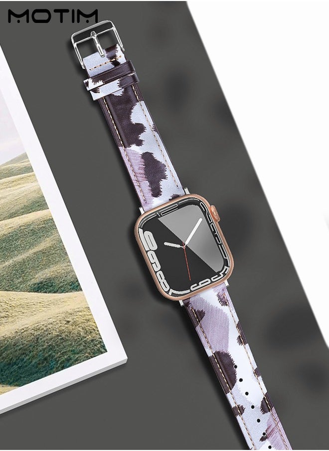 Motim - Slim Leather Strap Compatible with Apple Watch Band 42mm /44mm /45mm /49mm, Genuine Leather Replacement Band Wristband, Thin Replacement Strap for iWatch Ultra SE Series 8/7/6/5/4/3/2/1 - Image 1