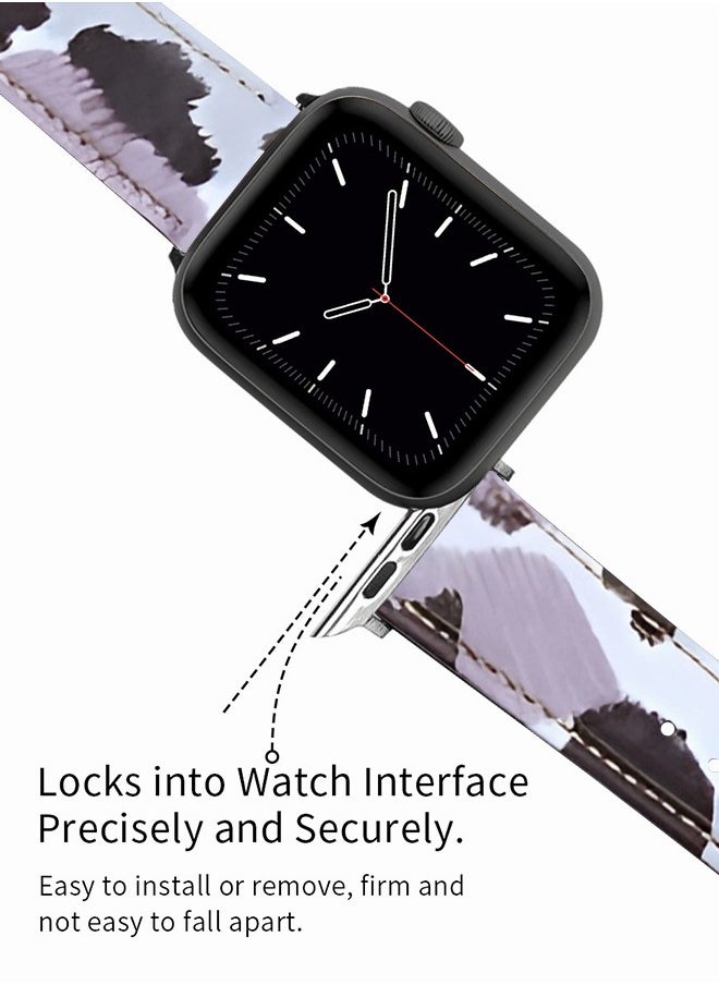 Motim - Slim Leather Strap Compatible with Apple Watch Band 42mm /44mm /45mm /49mm, Genuine Leather Replacement Band Wristband, Thin Replacement Strap for iWatch Ultra SE Series 8/7/6/5/4/3/2/1 - Image 1
