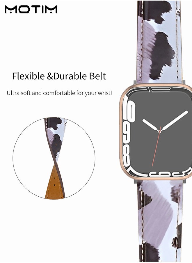 Motim - Slim Leather Strap Compatible with Apple Watch Band 42mm /44mm /45mm /49mm, Genuine Leather Replacement Band Wristband, Thin Replacement Strap for iWatch Ultra SE Series 8/7/6/5/4/3/2/1 - Image 1