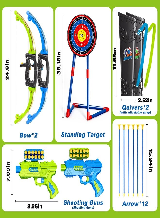 AuroTops 2 in 1 Pack Bow and Arrow Set for Kids 6 Year Old Boy Gifts Boy Toys Age 6-8,Archery Set with Lights Sport Shooting Games for Kids 5-12 Year Old Birthday Gifts Indoor Outdoor - Image 2