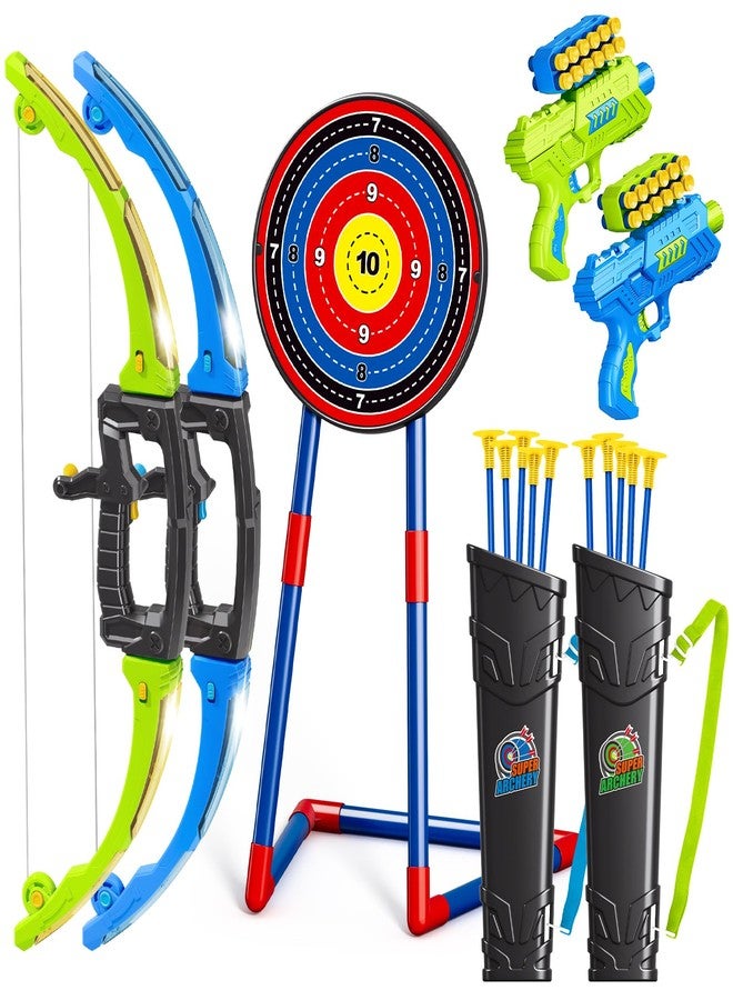 AuroTops 2 in 1 Pack Bow and Arrow Set for Kids 6 Year Old Boy Gifts Boy Toys Age 6-8,Archery Set with Lights Sport Shooting Games for Kids 5-12 Year Old Birthday Gifts Indoor Outdoor - Image 1