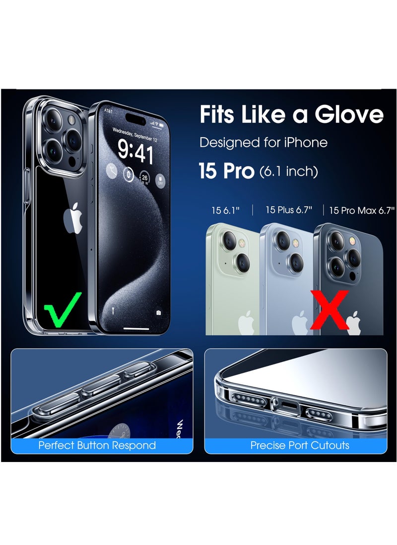 Houmt iPhone 15 Pro Case 6.1-Inch, Soft TPU Transparent Slim Protective Phone Cover with Shock-Absorption Support Wireless Charging (Clear)  - Image 2