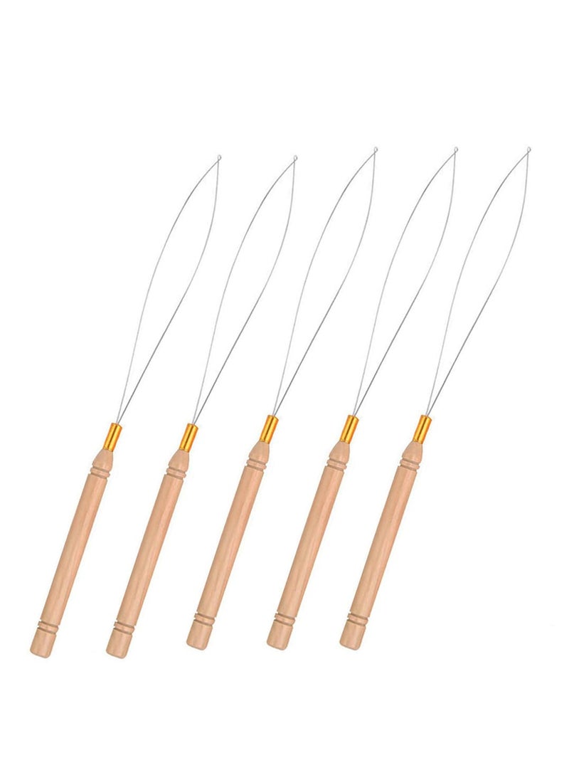 JFFX 5 Pcs Hair Extension Loop Needle Threader Micro Link Bead Tools Wire Pulling Hook Tool for Silicone Link Rings Beads and Hair or Feather Extensions 