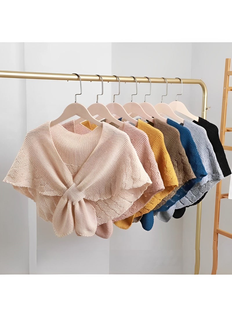 REOCLE Women's Wool Shawl Wrap Topper Knitted Elegant Shawls Cape Fake Collar Capes Knitted Scarf Wraps Cloak - Image 3