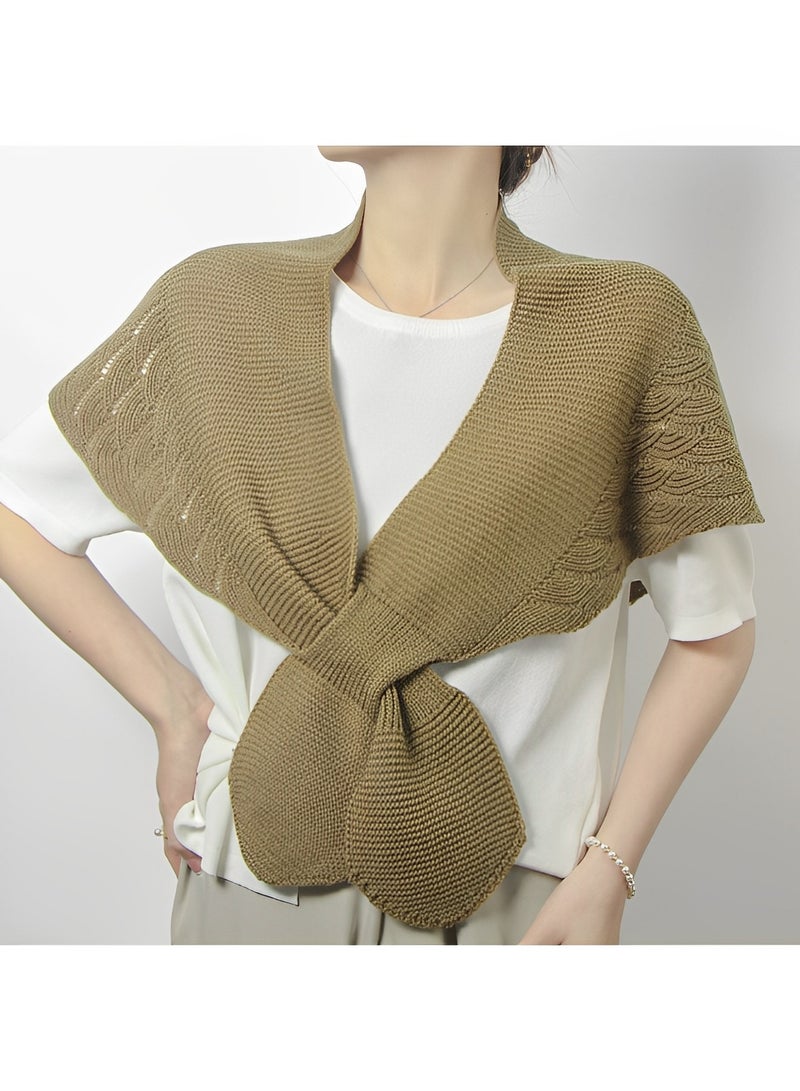 REOCLE Women's Wool Shawl Wrap Topper Knitted Elegant Shawls Cape Fake Collar Capes Knitted Scarf Wraps Cloak - Image 2