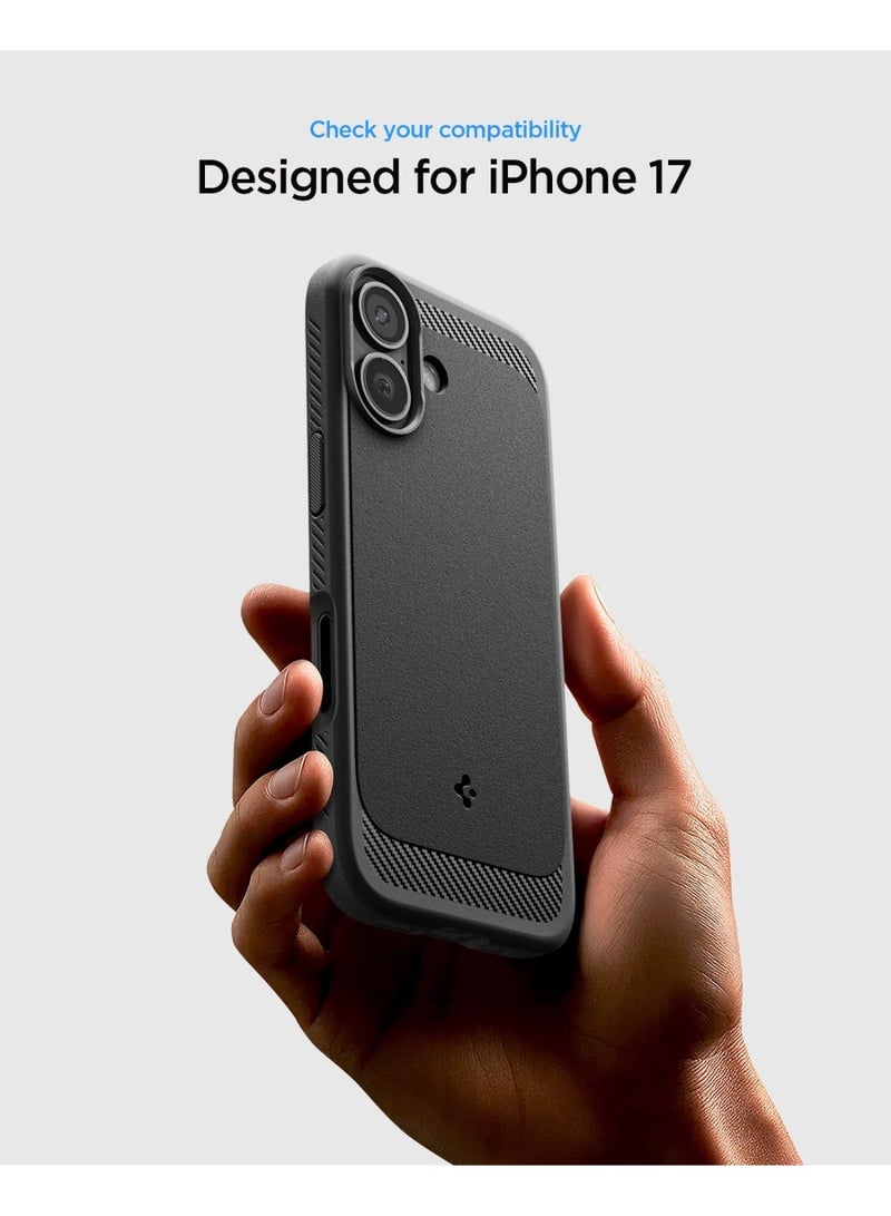 Spigen Rugged Armor MagFit iPhone 17 Case Cover with MagSafe and Carbon Fiber Textures (2025) - Matte Black - Image 2