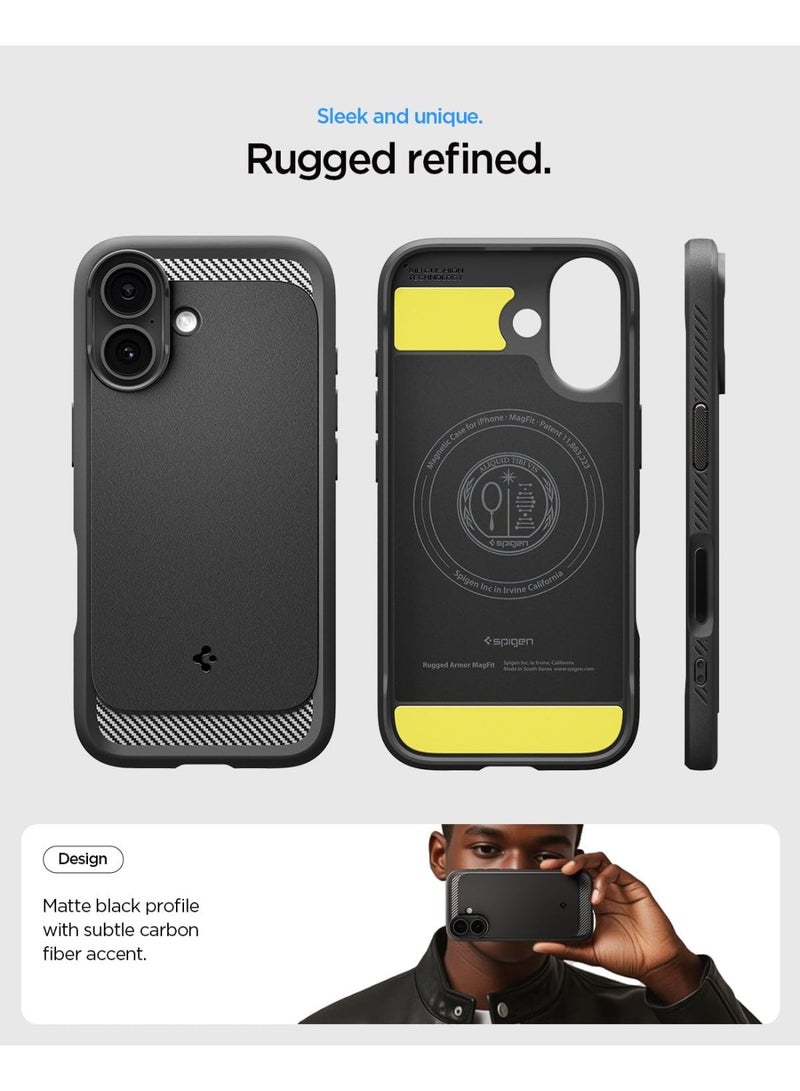 Spigen Rugged Armor MagFit iPhone 17 Case Cover with MagSafe and Carbon Fiber Textures (2025) - Matte Black - Image 3