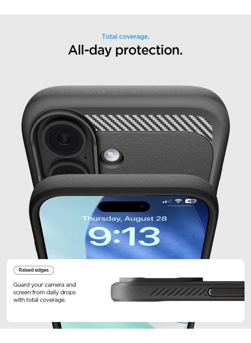 Spigen Rugged Armor MagFit iPhone 17 Case Cover with MagSafe and Carbon Fiber Textures (2025) - Matte Black - Image 5