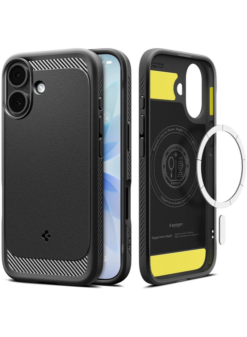 Spigen Rugged Armor MagFit iPhone 17 Case Cover with MagSafe and Carbon Fiber Textures (2025) - Matte Black - Image 1
