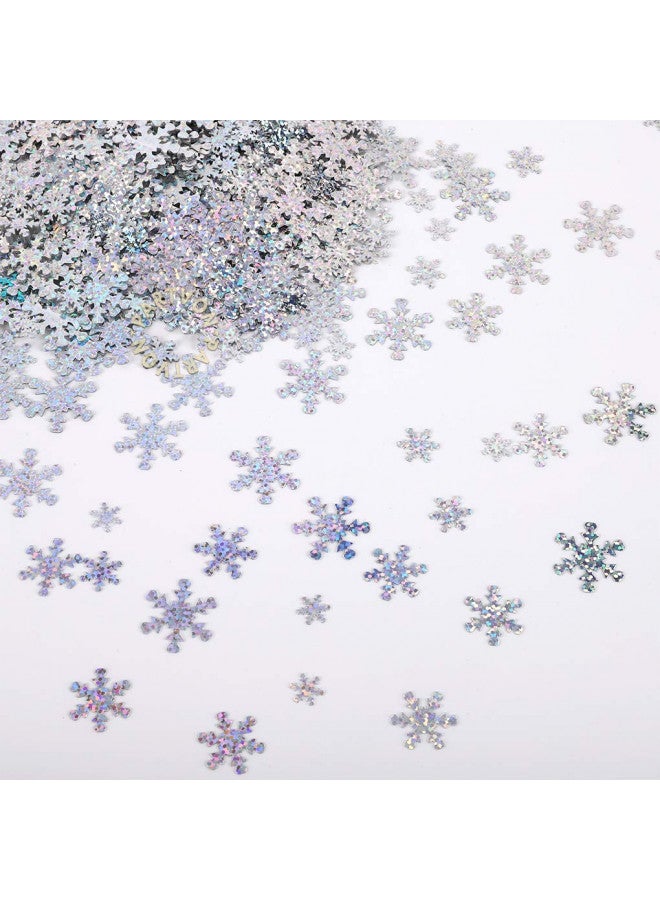 PARTVON Christmas Snowflake Confetti Decoration- 1500pcs | Snowflakes Frozen Party Confetti | Winter Wonderland Birthday Baby Shower Wedding Sequins Christmas Party Sprinkles Confetti Decorations (Silver) - Image 1