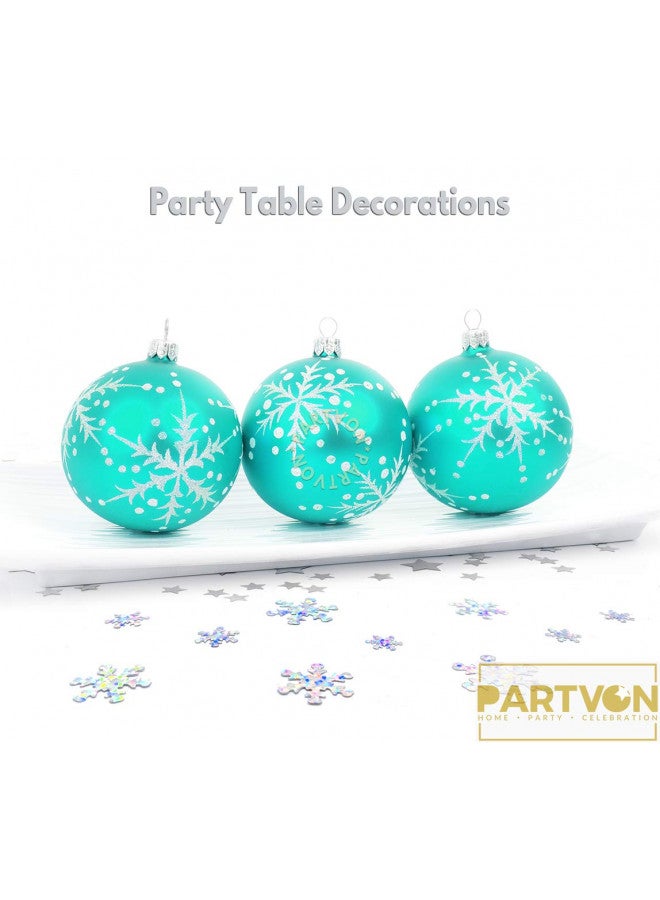 PARTVON Christmas Snowflake Confetti Decoration- 1500pcs | Snowflakes Frozen Party Confetti | Winter Wonderland Birthday Baby Shower Wedding Sequins Christmas Party Sprinkles Confetti Decorations (Silver) - Image 3