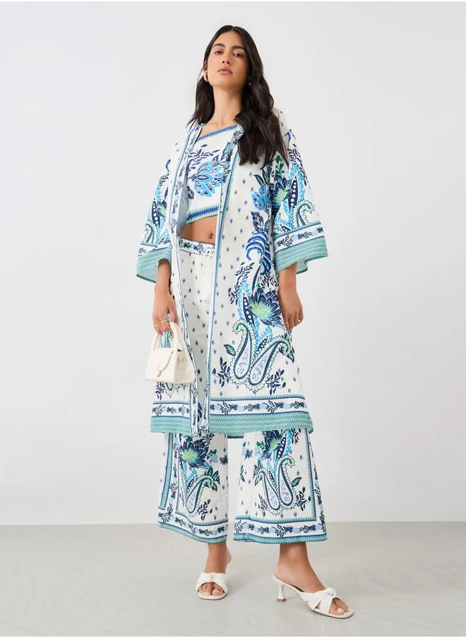 Styli Styli Printed Regular Fit Long Sleeve Kimono