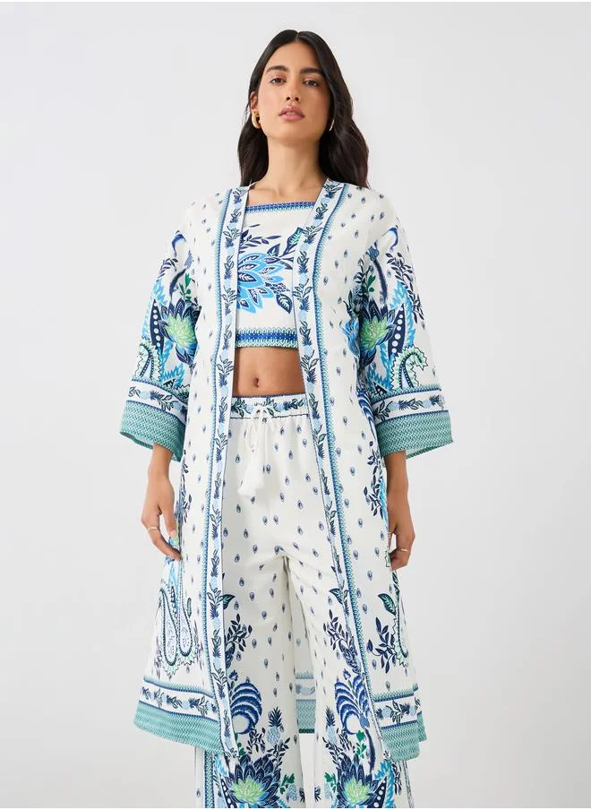 Styli Styli Printed Regular Fit Long Sleeve Kimono