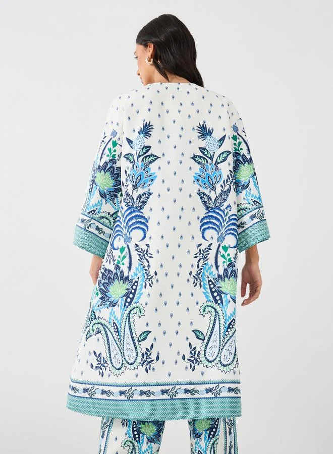 Styli Styli Printed Regular Fit Long Sleeve Kimono