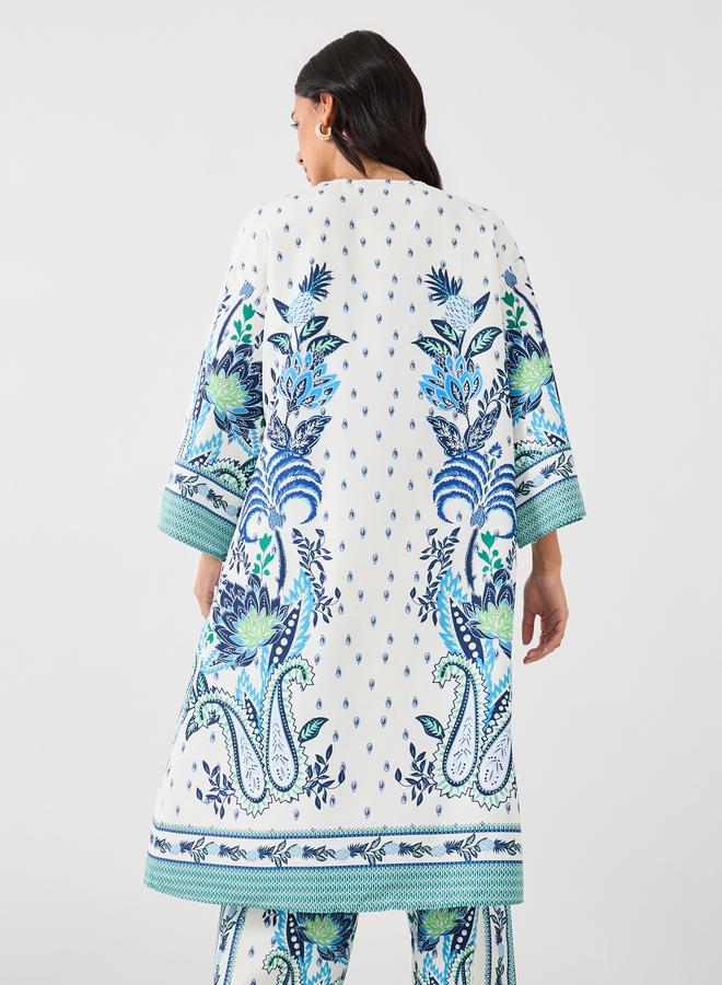 Styli Printed Regular Fit Long Sleeve Kimono - Image 4