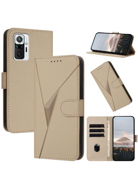 For Redmi Note 10 Pro Triangle Pattern Buckle Clasp Leather Phone Case(Gold)