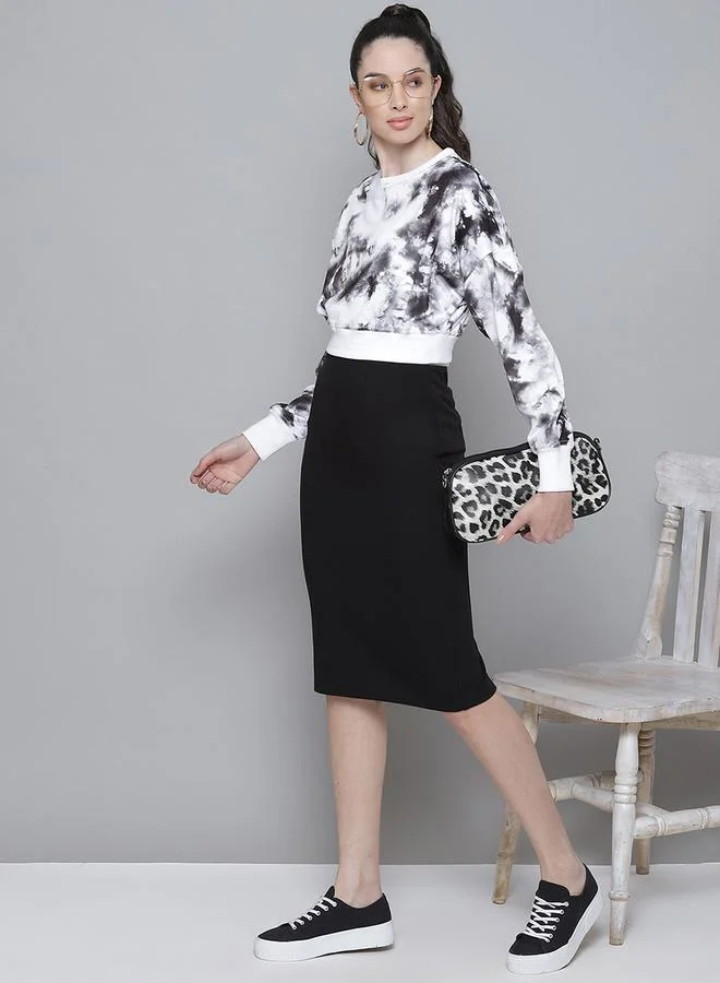 SASSAFRAS Ribbed Pencil Skirt with Back Slit by Styli