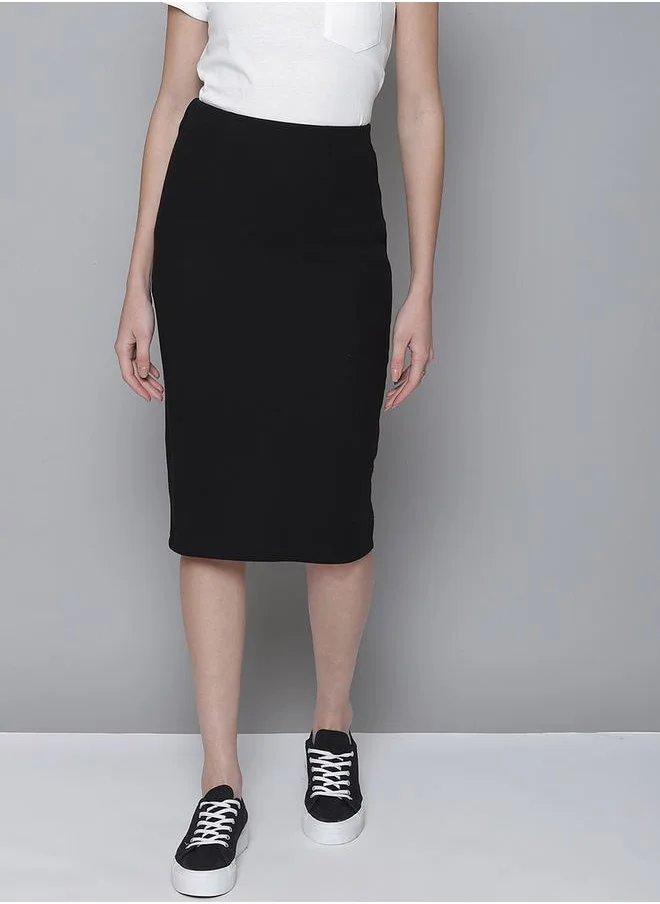 ساسافراس Ribbed Pencil Skirt with Back Slit