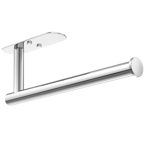 VAEHOLD Self Adhesive Paper Towel Holder Under Cabinet Mount, Wall Mounted Paper Towel Roll Holder for Kitchen, Bathroom, Wall - Stainless Steel (Bright Surface) - Image 1