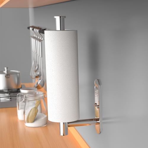 VAEHOLD Self Adhesive Paper Towel Holder Under Cabinet Mount, Wall Mounted Paper Towel Roll Holder for Kitchen, Bathroom, Wall - Stainless Steel (Bright Surface) - Image 5