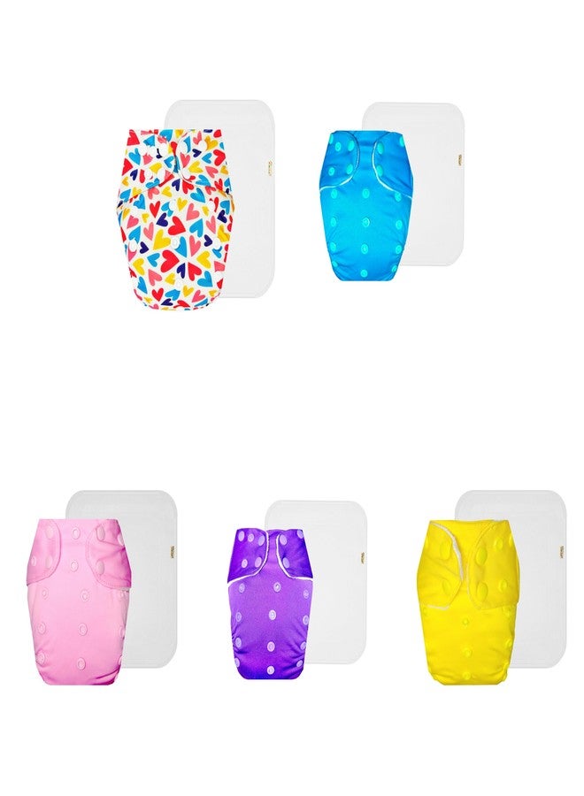 حفاضات دمبلدو القماشية الممتازة مع حشوة قطنية (عبوة من 5) | ملائمة تمامًا | قابلة لإعادة الاستخدام والغسل | مناسبة للسفر | ضرورية للاستخدام اليومي | من 3 أشهر إلى 3 سنوات | للجنسين - Image 1