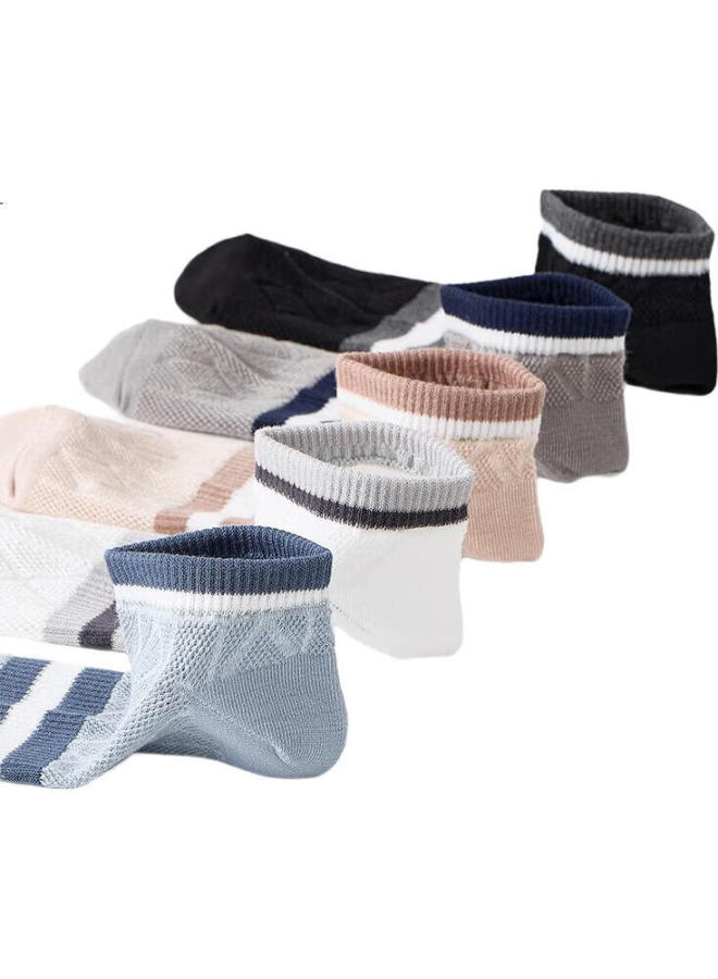 Threegun Impressions Series Men'S Socks Men'S Summer 100% Cotton Short Socks Diamond Mesh Breathable Antibacterial Socks - Image 1