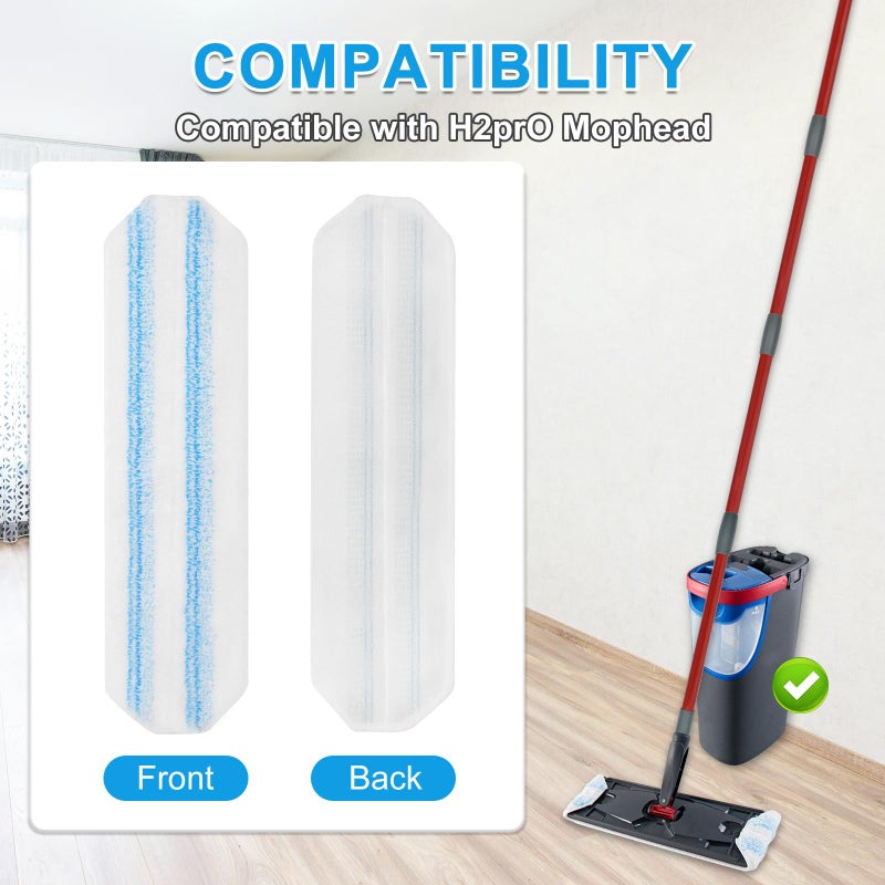 Yuunaie Mop Replacement Pads for Ocedar H2prO Flat Mop, 4 Pack Mop Refills for O-Cedar H2pro Flat Mop, Machine Washable Reusable Microfiber Mop Heads Replacements for Ocedar H2 Pro Mop - Image 2