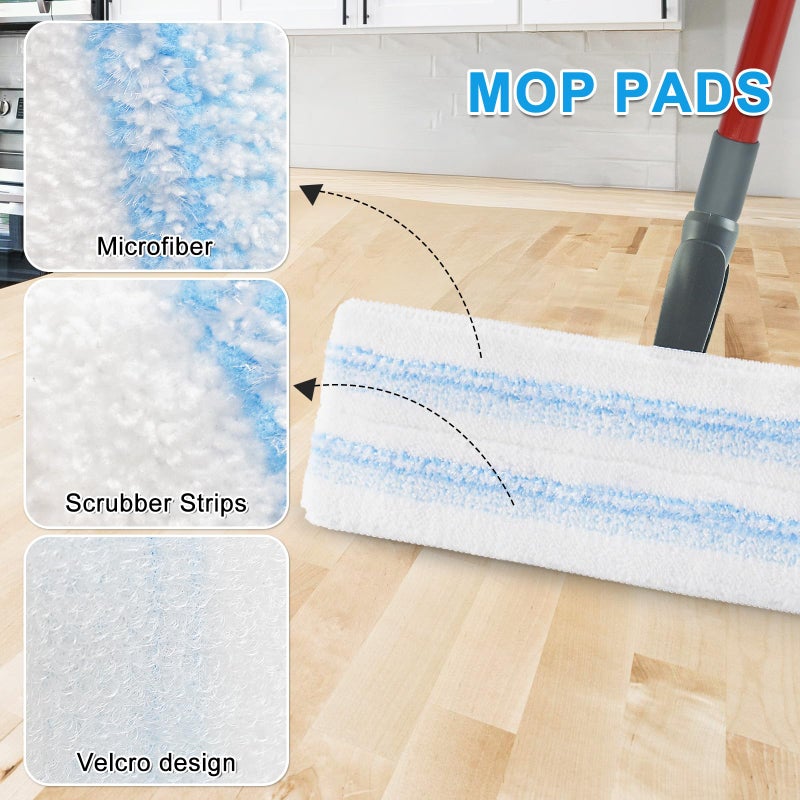 Yuunaie Mop Replacement Pads for Ocedar H2prO Flat Mop, 4 Pack Mop Refills for O-Cedar H2pro Flat Mop, Machine Washable Reusable Microfiber Mop Heads Replacements for Ocedar H2 Pro Mop - Image 3