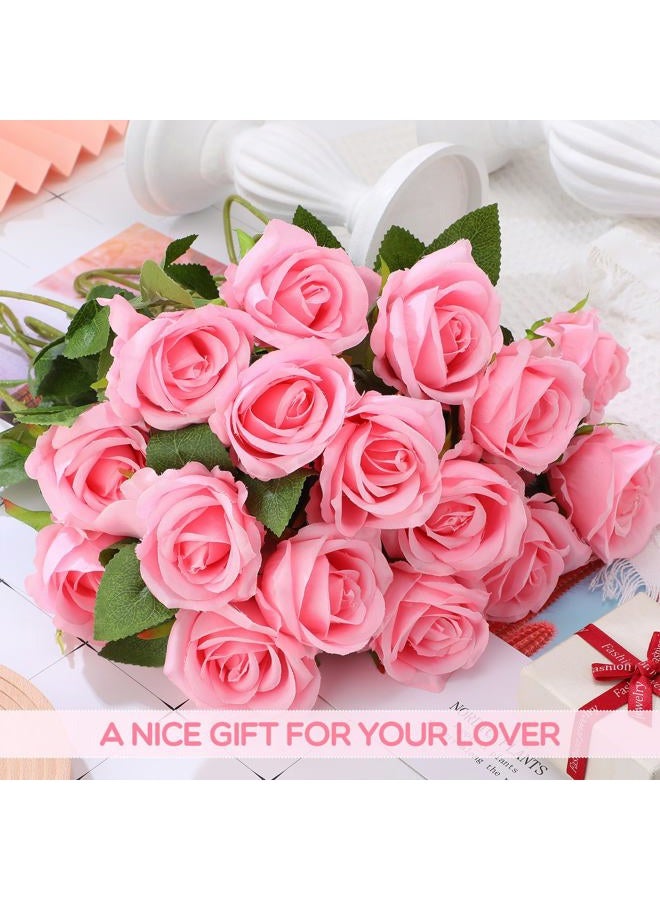 Hotop 80 Pcs Artificial Rose Flowers Bulk with Long Stem Fake Roses Silk Realistic Roses Bouquet for DIY Wedding Bridal Shower Party Table Centerpieces Home Decorations(Pink), VEN1714 - Image 4
