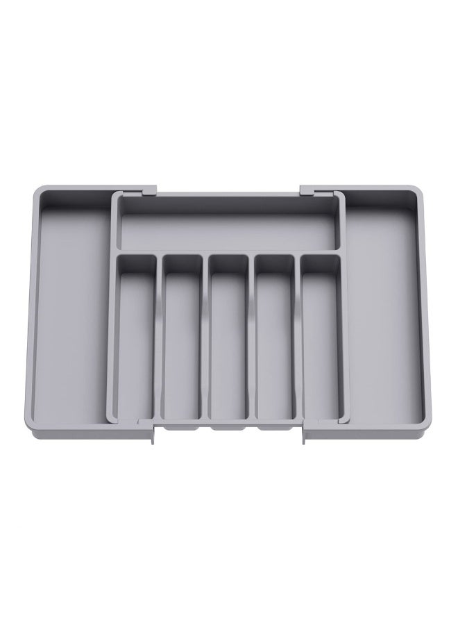 Expandable Cutlery Tray Organizer Adjustable Drawer Holder for Forks Spoons and Flatware Kitchen Storage Grey - Image 1