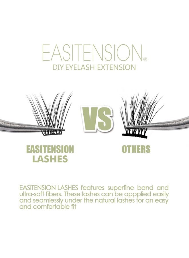 EASITENSION DIY Eyelash Extension, Glue Bonded Band Individual Lash 12 Clusters Natural Lashes Set, Home Eyelash Extension, C curl Lashes Pack (12MM-Natural) - Image 4
