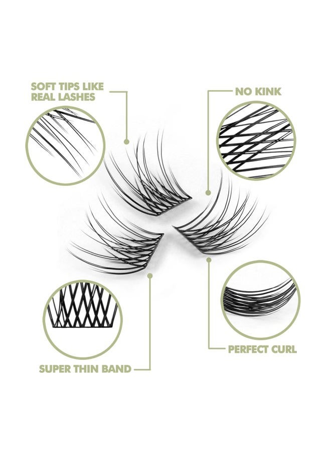EASITENSION DIY Eyelash Extension, Glue Bonded Band Individual Lash 12 Clusters Natural Lashes Set, Home Eyelash Extension, C curl Lashes Pack (12MM-Natural) - Image 2